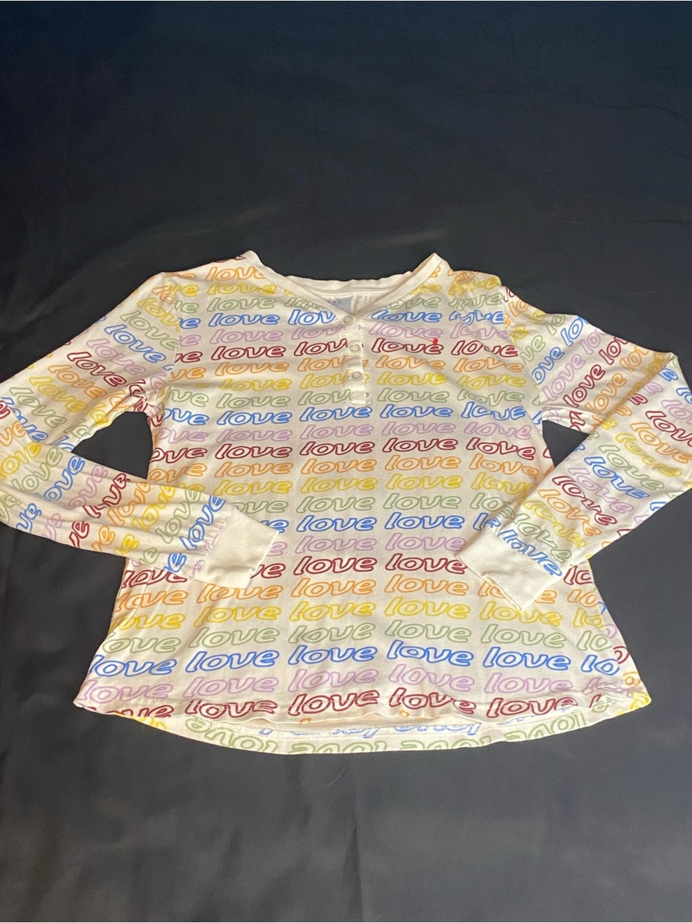 Girls Pajama Top by Serra Size Small Rainbow Love Long Sleeve New